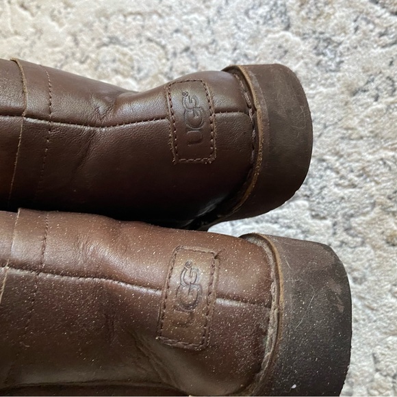 UGG REA LEATHER Ankle Boot STOUT Brown Water Resistant women’s, Size 8 - Picture 5 of 6